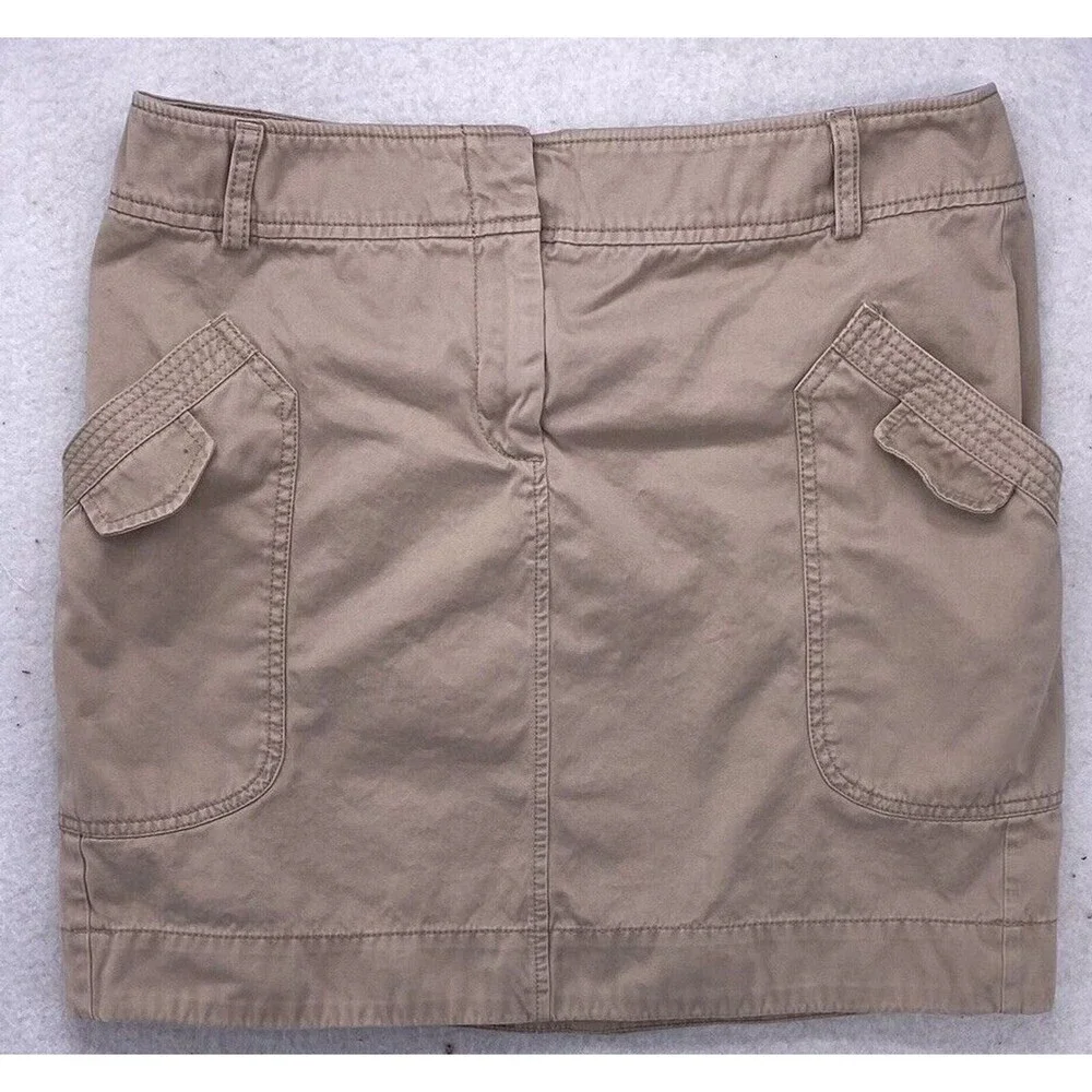 Banana Republic Cargo Skirt Womens 14 Beige Tan Cotton Mini Utility